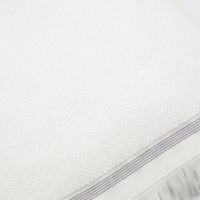 Rätik, 100x180 cm, valge w. hallid triibud